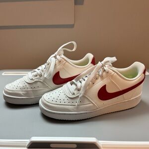 Nike White & Red women’s court shoes, size 8